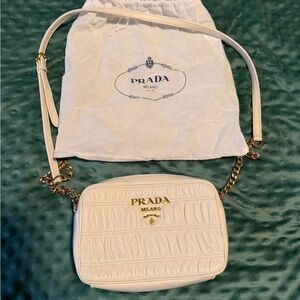 Prada Cream Leather Crossbody Bag